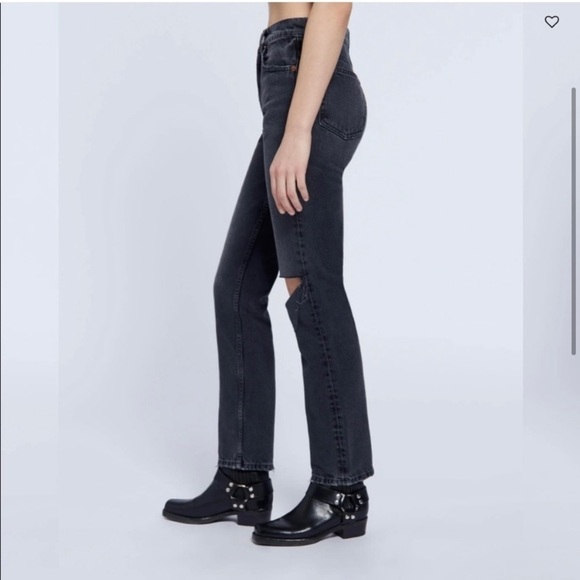 RE/DONE NWT Worn Black With Rip 70’s Straight Size 25 - Picture 4 of 16